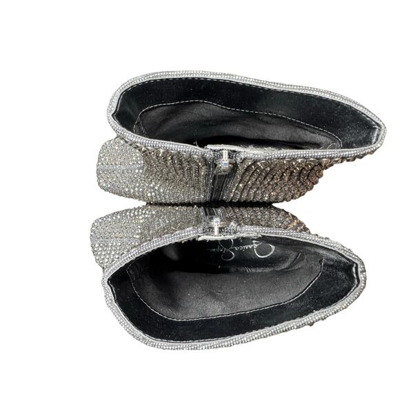 Jessica Simpson Luvrey Rhinestone Bootie Size 9 M Pewter Metallic square Toe - Picture 5 of 15
